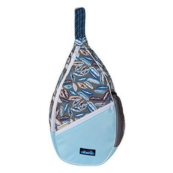 KAVU Paxton Pack Rope Sling Crossbody Bag Fine Feathers Blue Travel Outdoor Zip - Picture 1 of 13